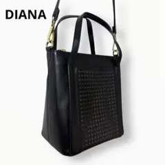 ダイアナ DIANA 2way トート ショルダーバッグ 黒 パンチング 美品