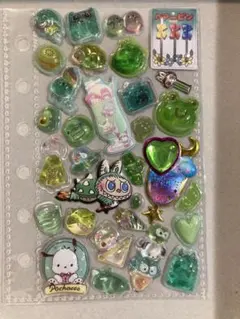 ㉟【グリーン系】立体シール まとめ売り おすそ分け シール交換 おまとめ割引