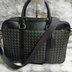 COACHメンズビジネスバックブリーフケースA4可能2wayレザーブラックレザー