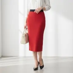 G7619*スタニングルアー☆ウエストゴム☆ロング☆スカート☆赤レッド 黒☆S