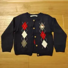 familiar カーディガン 100㎝ 紺 アーガイル柄 リアちゃん