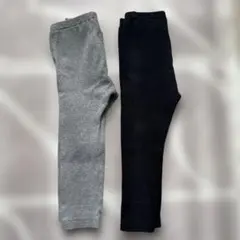 ユニクロ　リブレギンス　10分丈　90 グレー　黒　2色セット