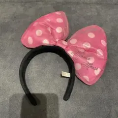 ディズニー　ミニーちゃん　カチューシャ ピンク水玉　リボン