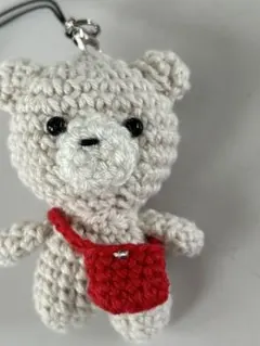 くまのあみぐるみキーホルダー バッグ付き 小さめ ハンドメイド