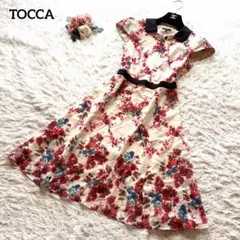 TOCCA トッカ花刺繍 ワンピース サイズ2 シフォン 水色 ライトブルー
