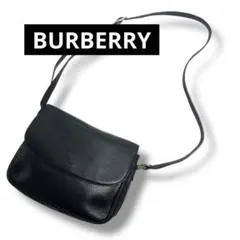 BURBERRY バーバリー　ショルダーバッグ　ノバチェック　レザー　黒　シボ革