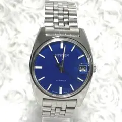 シチズン　ホーマー　デイト　21石　4-180402K ブルー文字盤正常稼働品