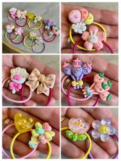 【訳ありSALE】キラキラストーン付き！　カラフルなパーツヘアゴム