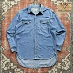 90s Levi's ショートホーン復刻 デニムウエスタンシャツ リーバイス