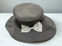 黒 ストライプリボン 帽子 57.5cm