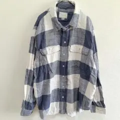 ❤海外古着 AMERICAN EAGLE ネルシャツ M チェック 紺 白