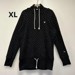 Champion ブラックドットフーディ　XL 古着