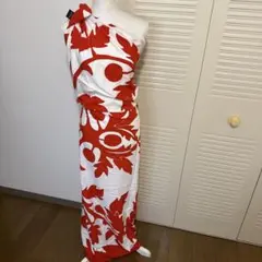 キルト柄 ロングパレオ 赤×白