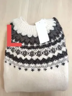 新品 UNIQLO フラッフィクルーネックセーター オフホワイト Ｌ ユニクロ