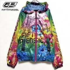 55DSL ナイロンジャケット　フルジップ　パーカー　ロゴプリント　カラフル