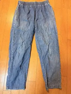 デニムストレートパンツ ゴムウエスト
