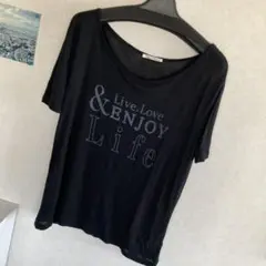 ブラック プリントTシャツ 半袖