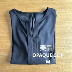 オペークドットクリップ　長袖　ブラウス　M