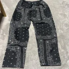バンダナ柄 ブラック イージーパンツ