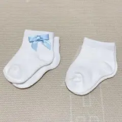 新品　新生児　ベビーソックス　靴下　ホワイト　白　ブルー　水色　リボン