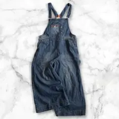 【チチカカ】デニムサロペット　オールインワン　刺繍　ワイドパンツ　Lサイズ