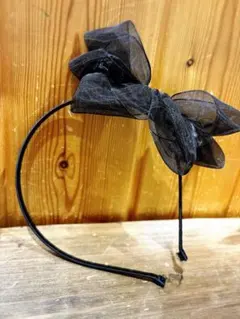 黒シフォンリボン カチューシャ ヘアバンド 子供用