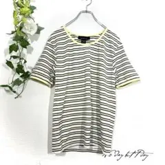 Katies 半袖ボーダーTシャツ カットソー イエロー系 S ストレッチのサムネイル