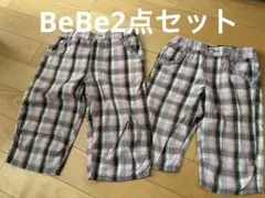 ピンクとグレーのチェック柄ハーフパンツ3点セット