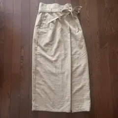 リネンライクハイウエストラップスカート