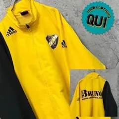 USA古着○アディダス 刺繍ナイロンジャケット イエロー メンズ2XL