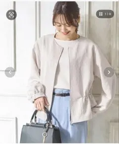 美品　GLACIERグラシア　ノーカラージャケット ブルゾン　バルーンスリーブのサムネイル