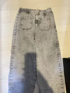 ZARA グレー ワイドレッグデニム 38