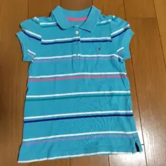 TOMMY HILFIGER 水色 ストライプ ポロシャツ