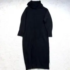 ユニクロ ニットワンピース ロング丈 無地 カジュアル 秋冬 タートルネック
