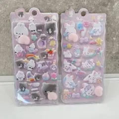 シール２枚セット　ぷっくりシール　シール　うさぎ　くま　アニマル　平成
