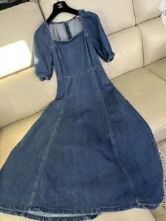 ZARA#デニムパフスリーブAラインワンピース、S 〜Msize位。