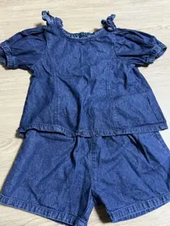 デニム トップスとショートパンツセット