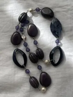 パープル系 ハンドメイド ネックレス