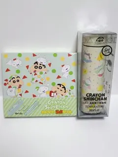 【クレヨンしんちゃん】カトラリー5点セット+温感センサー付きステンレスボトル