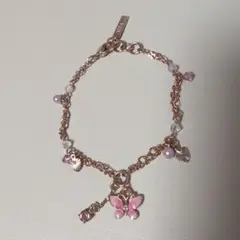 アナスイピンクの蝶とハートチャームブレスレット