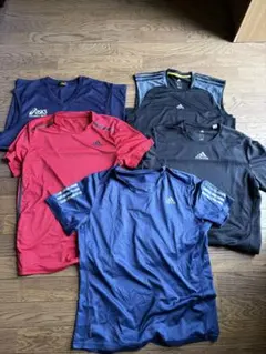 adidas Tシャツセットメンズ（赤・黒・青）