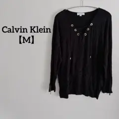 Calvin Klein【M】長袖Tシャツ レースアップ ブラック ユニセックス