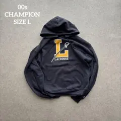 CHAMPIONチャンピオン00sスウェットパーカーLネイビーLACROSSE紺