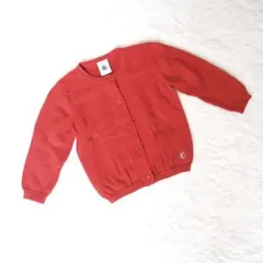 【未使用】 プチバトー ニット カーディガン シンプル 無地 70 レッド