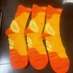 スポーツ用ソックス オレンジ イエロー 3足セット