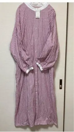 ★春☘️サマンサモスモス ストライプ コットン バルーン袖 シャツ ☆ピンク