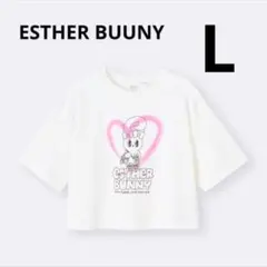 ジーユー　ESTHER　BUUNY　クロップドTシャツ　L　オフホワイトタグ付きのサムネイル