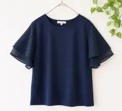 GLOBAL WORK グローバルワーク ネイビーTシャツ【袖チェック】のサムネイル