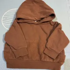 80 茶色　パーカー　フード　秋冬　トレーナー　ベビー　キッズ　長袖　baiya