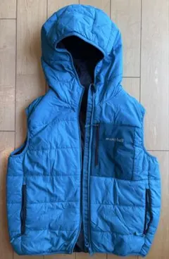 mont-bell フード付きダウンベスト 青、紺リバーシブル